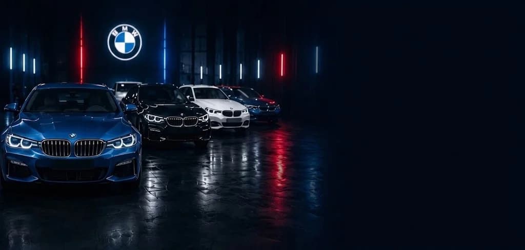 BMW lineup in showroom