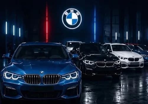 BMW lineup in showroom