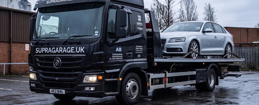 Recovery truck with car loaded