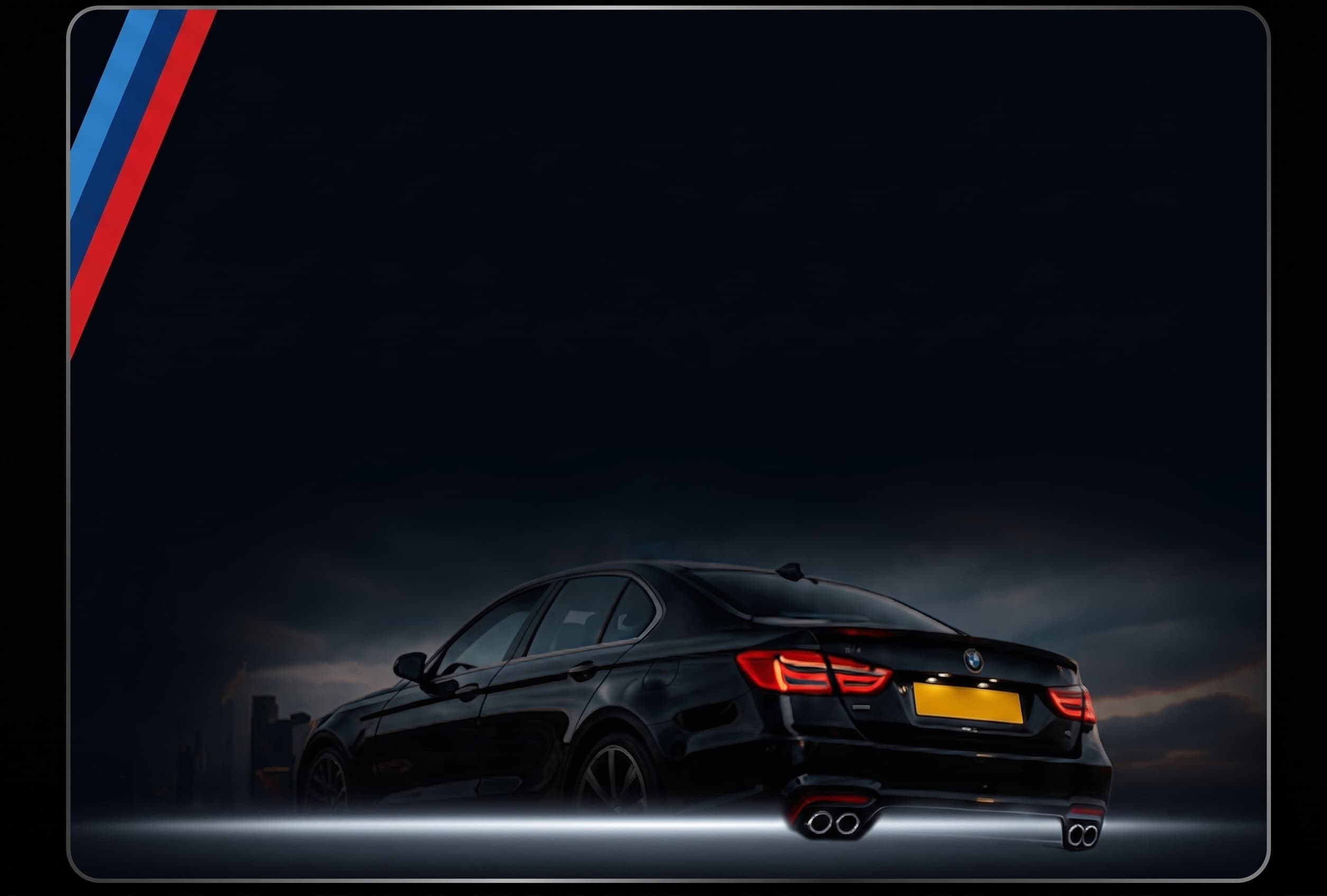 Black BMW at dusk