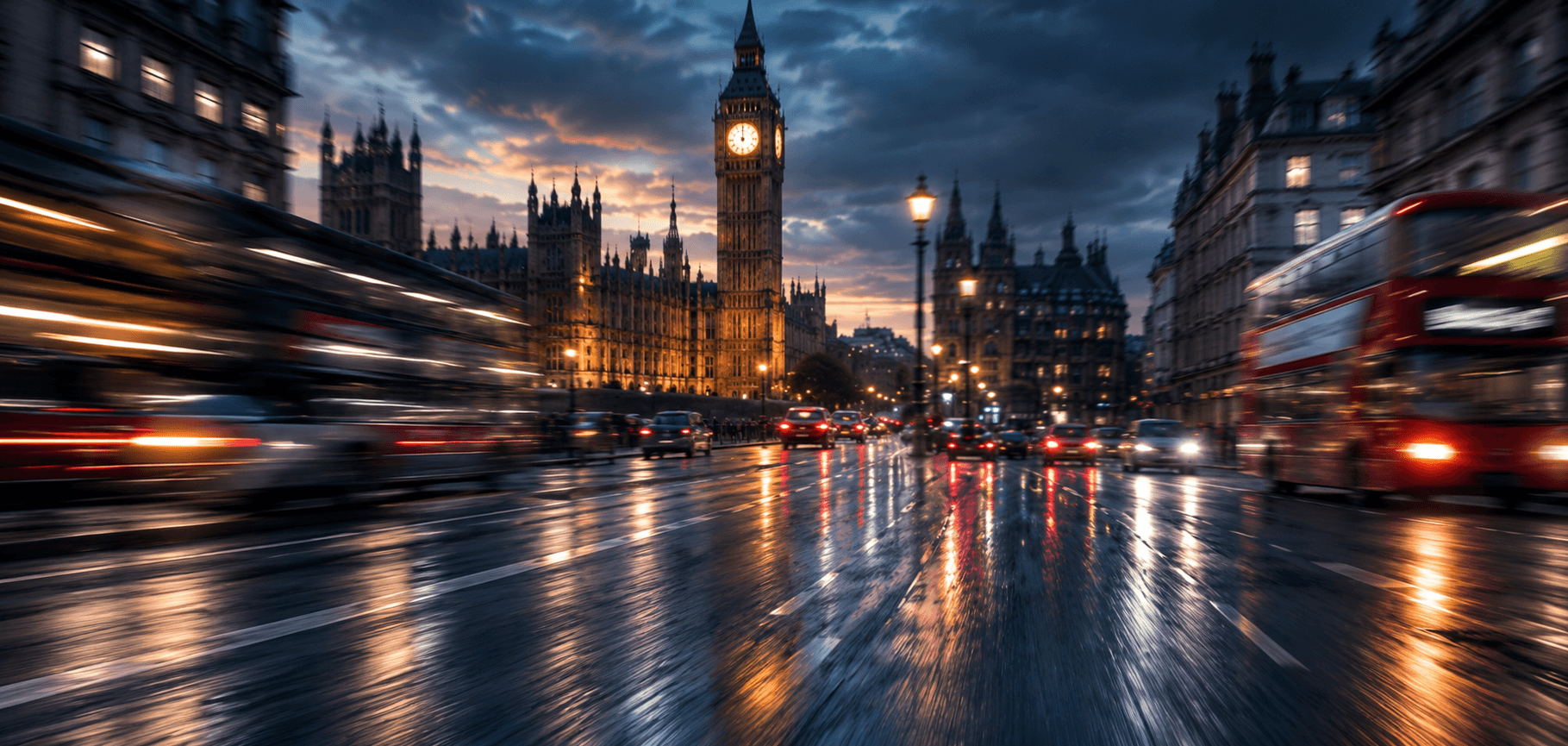 London street at dusk